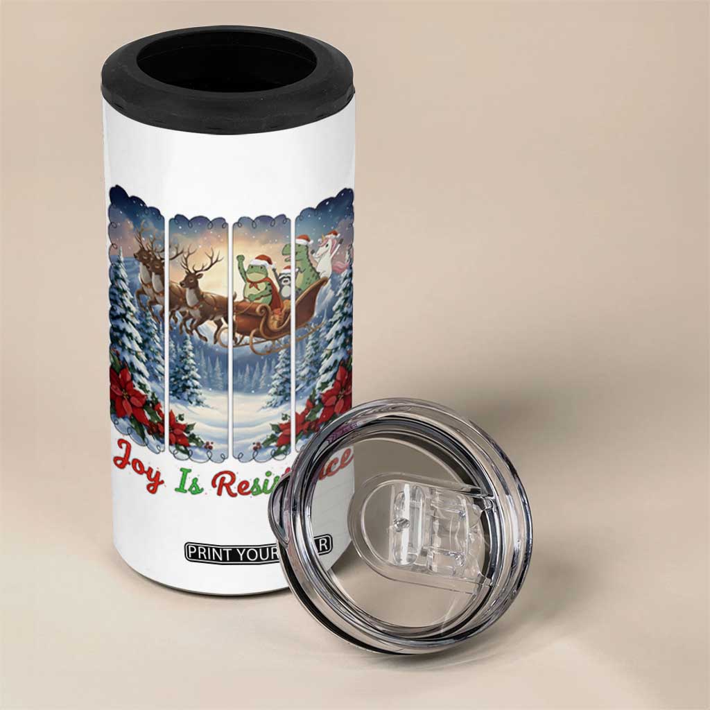 Joy Is Resistance Portland Frog Protest 4 in 1 Can Cooler Tumbler Funny Holiday Meme Gift Idea TS12 Print Your Wear