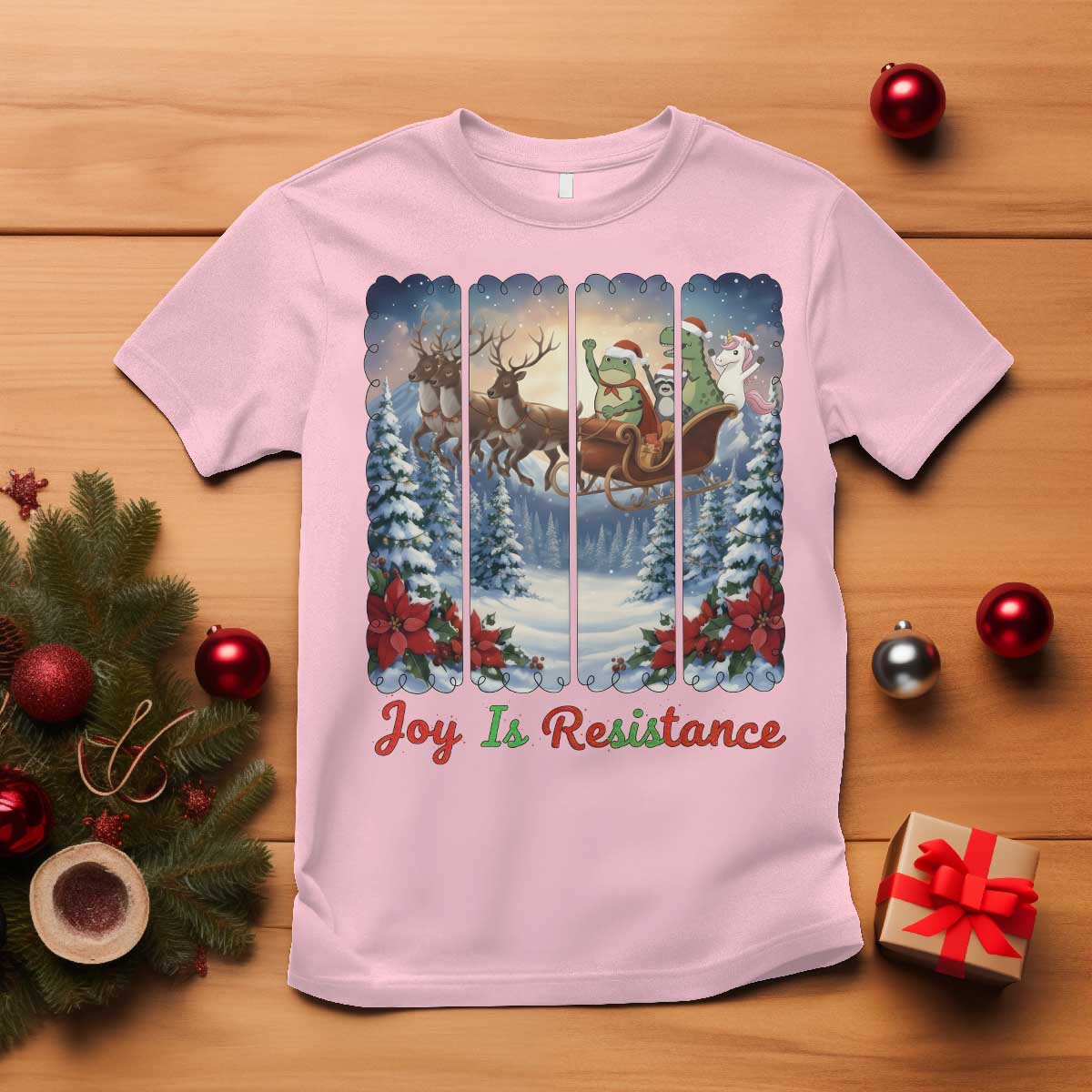 Joy Is Resistance Portland Frog Protest T Shirt Funny Holiday Meme Gift Idea TS12 Light Pink Print Your Wear