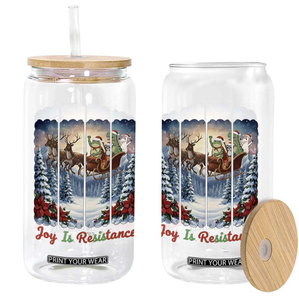 Joy Is Resistance Portland Frog Protest Glass Can Funny Holiday Meme Gift Idea TS12 Print Your Wear