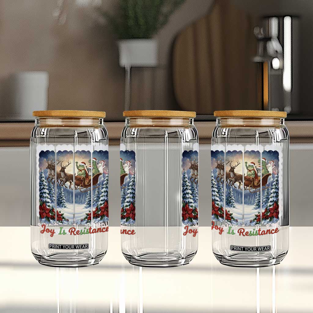 Joy Is Resistance Portland Frog Protest Glass Can Funny Holiday Meme Gift Idea TS12 Print Your Wear