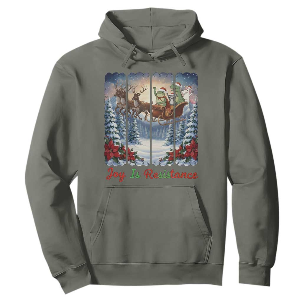 Joy Is Resistance Portland Frog Protest Hoodie Funny Holiday Meme Gift Idea TS12 Military Green Print Your Wear