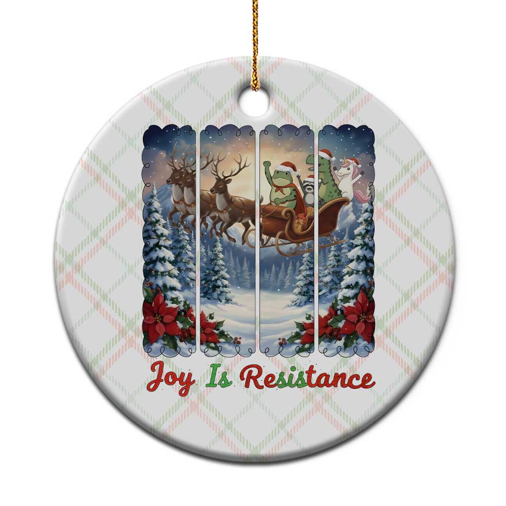 Joy Is Resistance Portland Frog Protest Ceramic Ornament Funny Holiday Meme Gift Idea TS12 1pc Christmas Plaid Print Your Wear