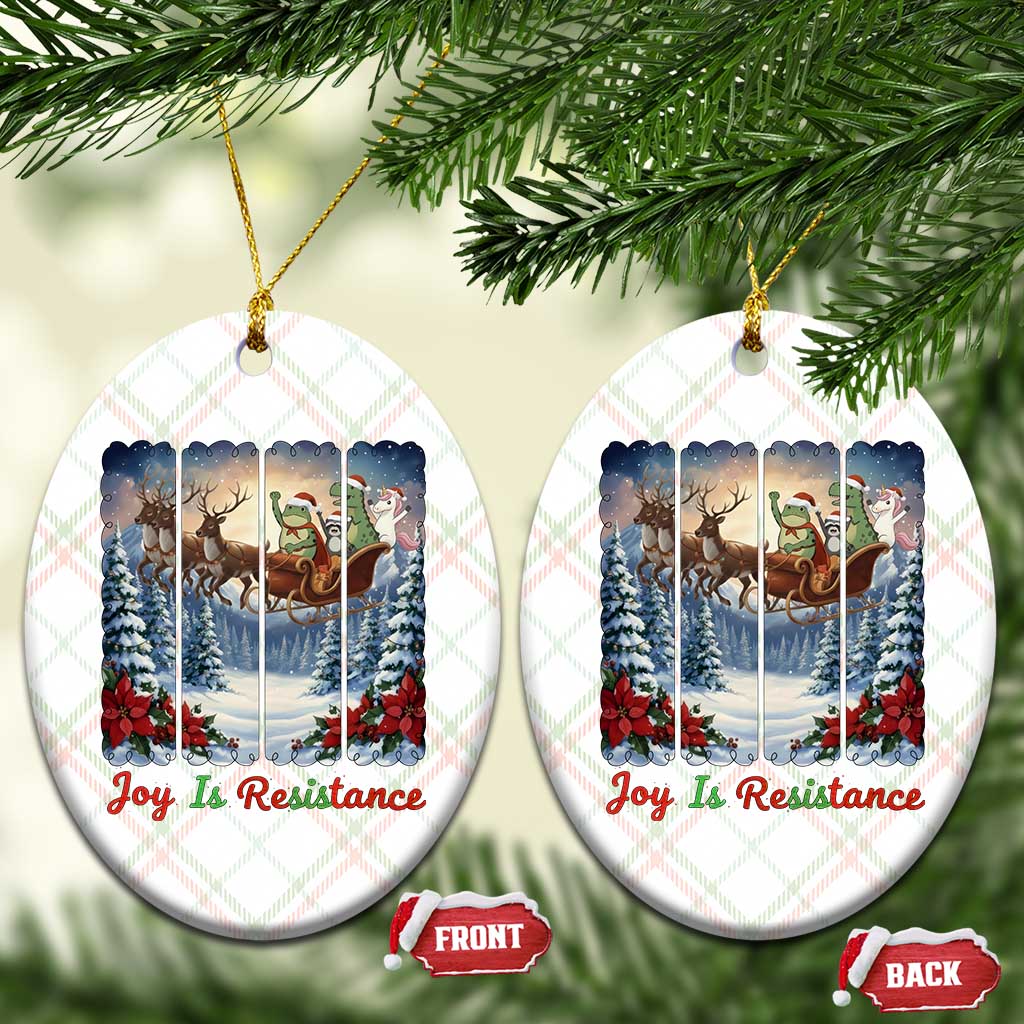 Joy Is Resistance Portland Frog Protest Ceramic Ornament Funny Holiday Meme Gift Idea TS12 Print Your Wear