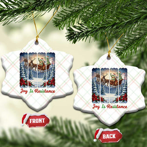 Joy Is Resistance Portland Frog Protest Ceramic Ornament Funny Holiday Meme Gift Idea - Print Your Wear