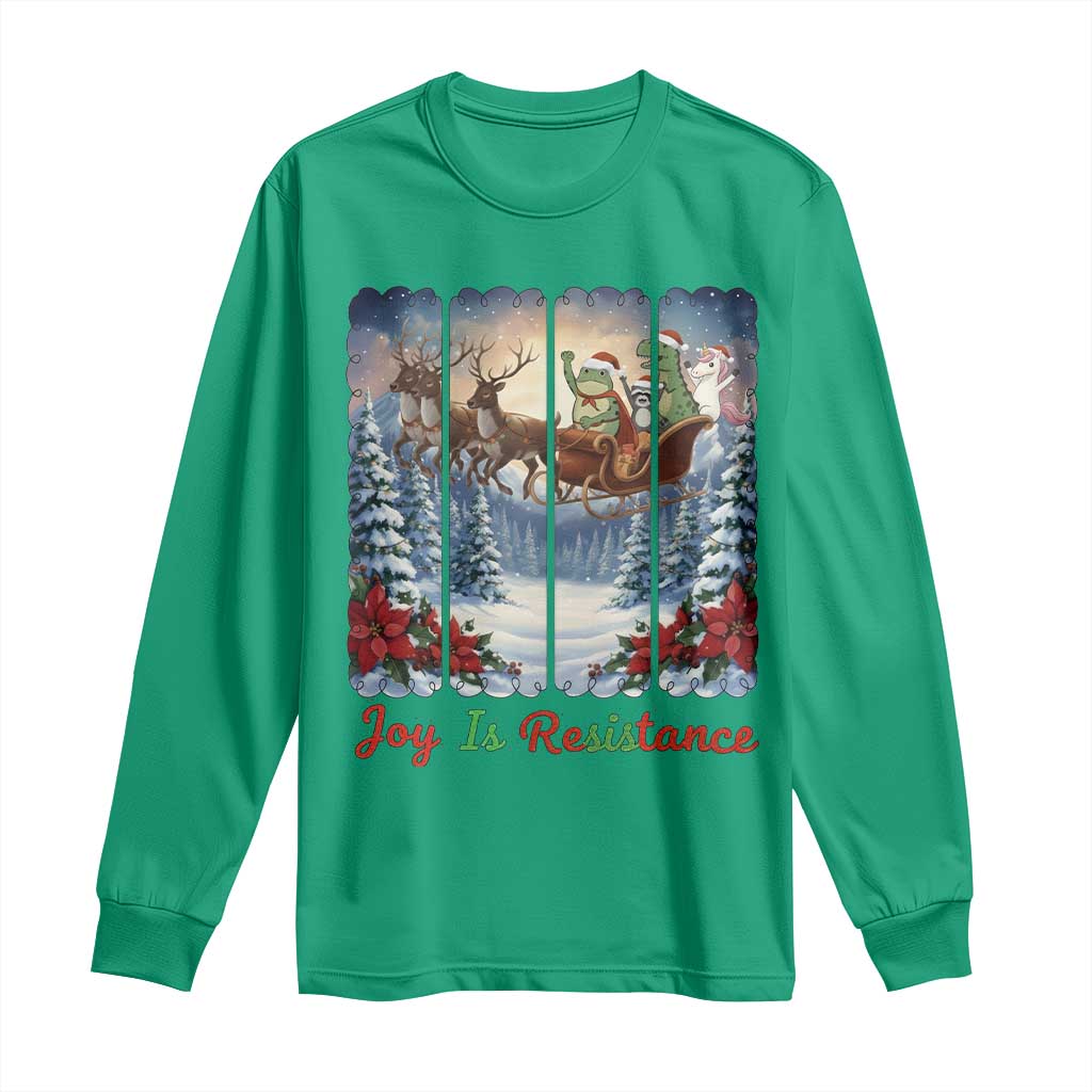 Joy Is Resistance Portland Frog Protest Long Sleeve Shirt Funny Holiday Meme Gift Idea TS12 Irish Green Print Your Wear