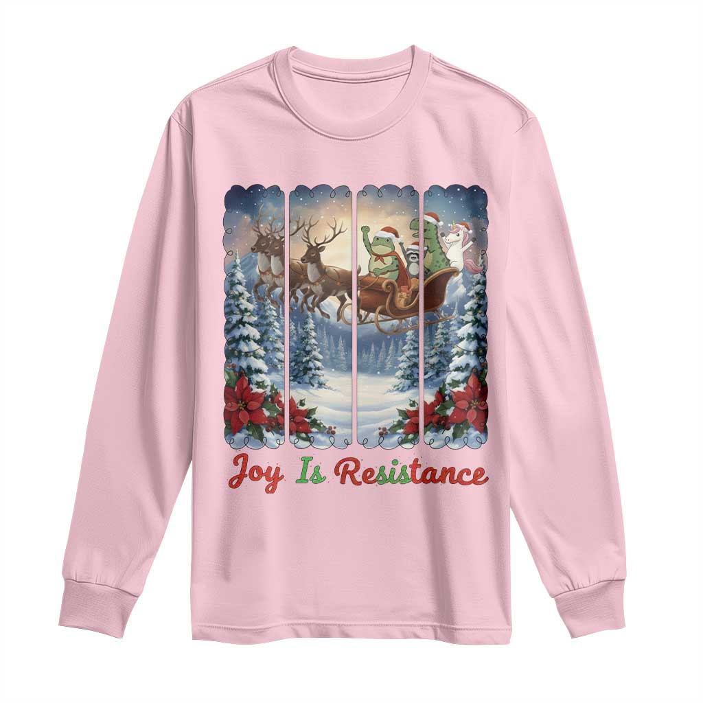 Joy Is Resistance Portland Frog Protest Long Sleeve Shirt Funny Holiday Meme Gift Idea TS12 Light Pink Print Your Wear