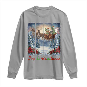 Joy Is Resistance Portland Frog Protest Long Sleeve Shirt Funny Holiday Meme Gift Idea TS12 Sport Gray Print Your Wear