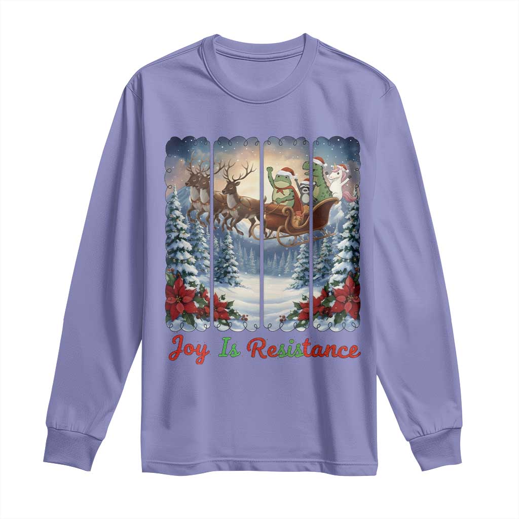Joy Is Resistance Portland Frog Protest Long Sleeve Shirt Funny Holiday Meme Gift Idea TS12 Violet Print Your Wear