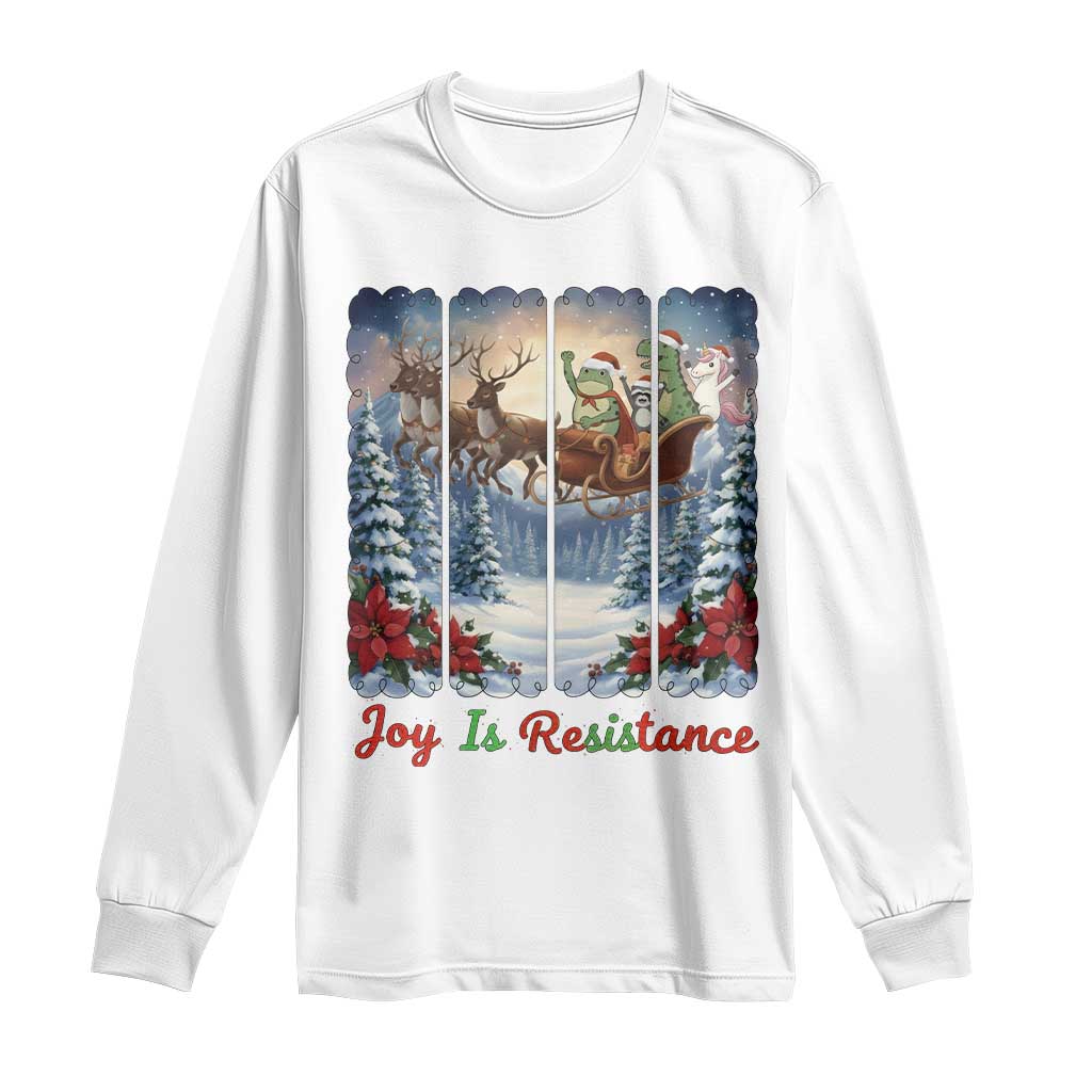 Joy Is Resistance Portland Frog Protest Long Sleeve Shirt Funny Holiday Meme Gift Idea TS12 White Print Your Wear