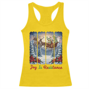 Joy Is Resistance Portland Frog Protest Racerback Tank Top Funny Holiday Meme Gift Idea - Print Your Wear