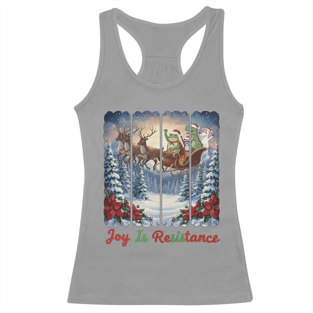 Joy Is Resistance Portland Frog Protest Racerback Tank Top Funny Holiday Meme Gift Idea TS12 Sport Gray Print Your Wear