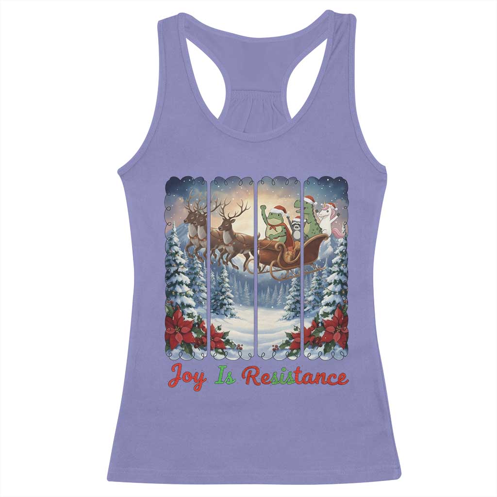 Joy Is Resistance Portland Frog Protest Racerback Tank Top Funny Holiday Meme Gift Idea TS12 Violet Print Your Wear