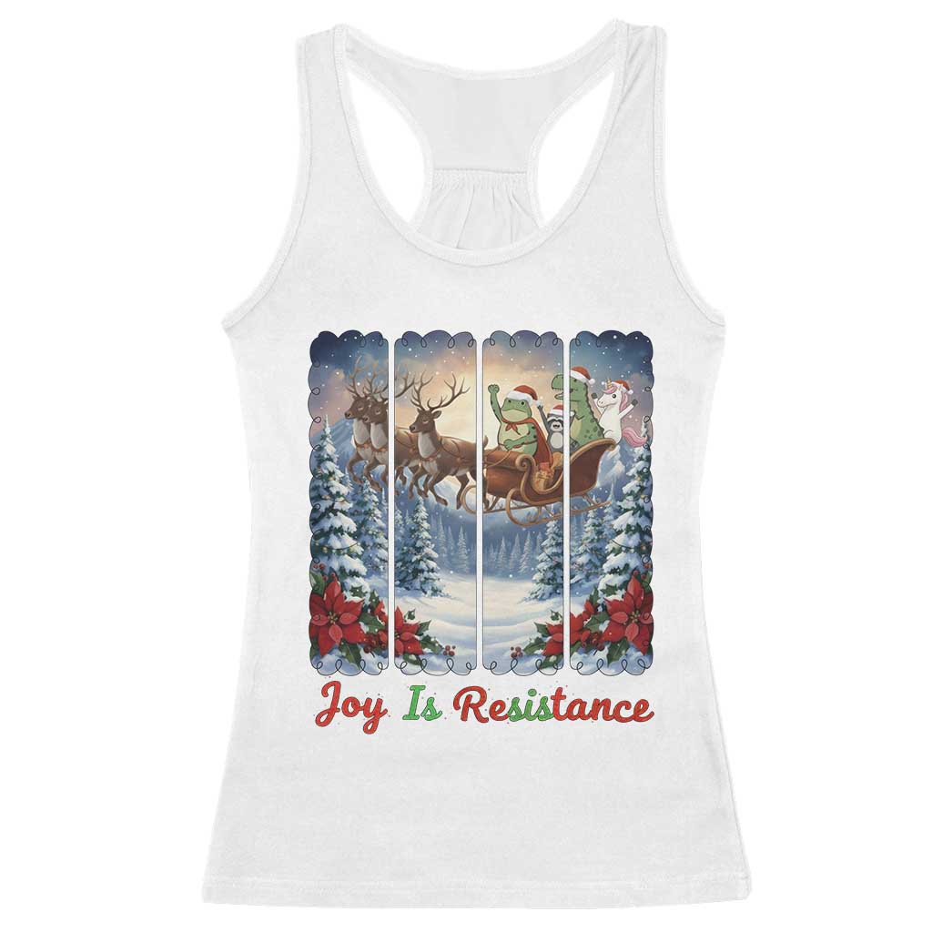Joy Is Resistance Portland Frog Protest Racerback Tank Top Funny Holiday Meme Gift Idea TS12 White Print Your Wear