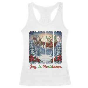 Joy Is Resistance Portland Frog Protest Racerback Tank Top Funny Holiday Meme Gift Idea - Print Your Wear
