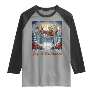 Joy Is Resistance Portland Frog Protest Raglan Shirt Funny Holiday Meme Gift Idea TS12 Sport Gray Black Print Your Wear
