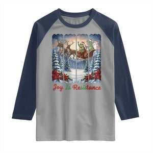 Joy Is Resistance Portland Frog Protest Raglan Shirt Funny Holiday Meme Gift Idea TS12 Sport Gray Navy Print Your Wear