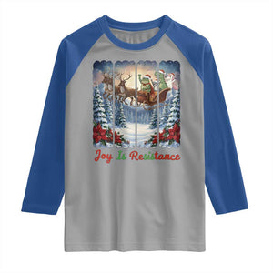 Joy Is Resistance Portland Frog Protest Raglan Shirt Funny Holiday Meme Gift Idea - Print Your Wear