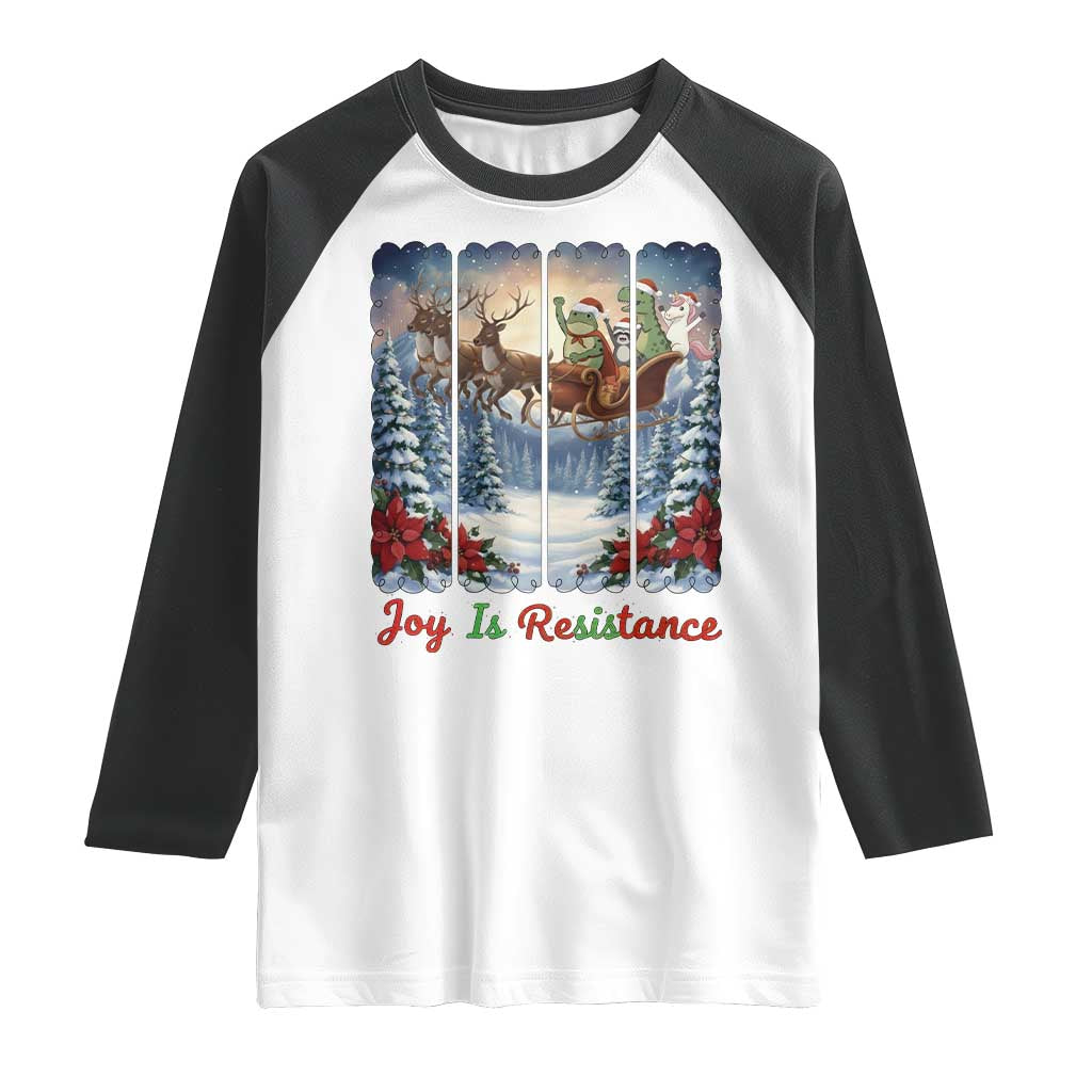 Joy Is Resistance Portland Frog Protest Raglan Shirt Funny Holiday Meme Gift Idea - Print Your Wear