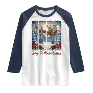 Joy Is Resistance Portland Frog Protest Raglan Shirt Funny Holiday Meme Gift Idea - Print Your Wear