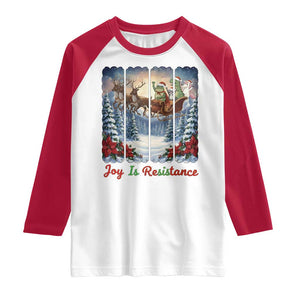 Joy Is Resistance Portland Frog Protest Raglan Shirt Funny Holiday Meme Gift Idea - Print Your Wear