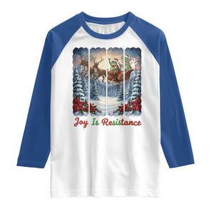 Joy Is Resistance Portland Frog Protest Raglan Shirt Funny Holiday Meme Gift Idea - Print Your Wear