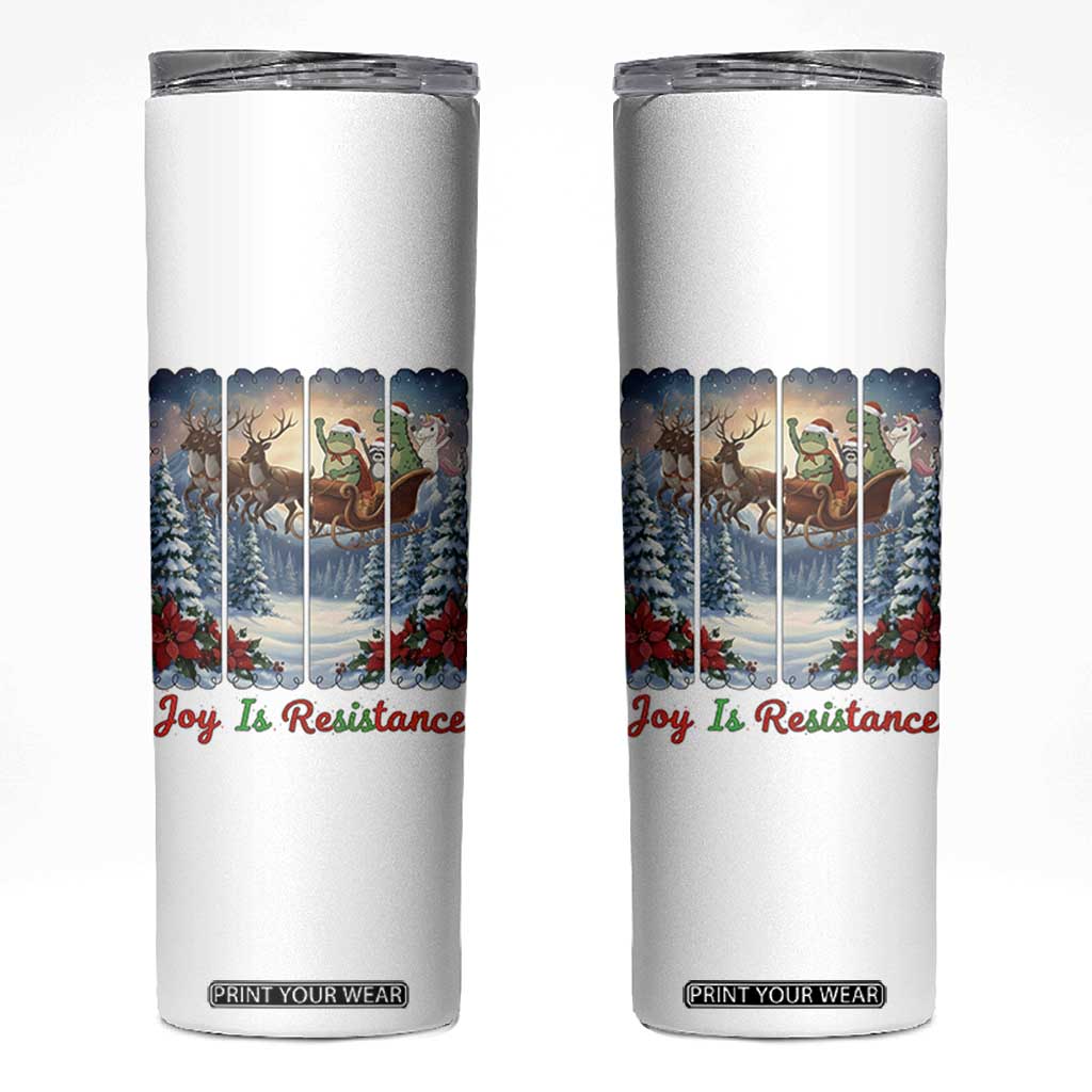 Joy Is Resistance Portland Frog Protest Skinny Tumbler Funny Holiday Meme Gift Idea TS12 White Print Your Wear