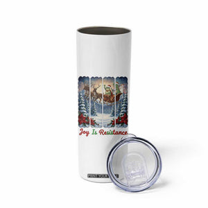 Joy Is Resistance Portland Frog Protest Skinny Tumbler Funny Holiday Meme Gift Idea - Print Your Wear