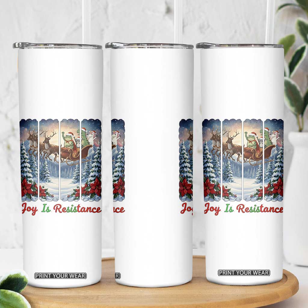 Joy Is Resistance Portland Frog Protest Skinny Tumbler Funny Holiday Meme Gift Idea - Print Your Wear