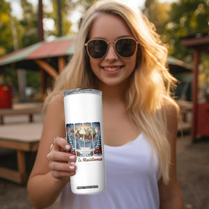Joy Is Resistance Portland Frog Protest Skinny Tumbler Funny Holiday Meme Gift Idea - Print Your Wear