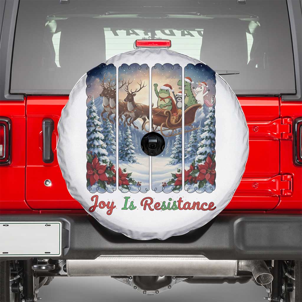 Joy Is Resistance Portland Frog Protest Spare Tire Cover Funny Holiday Meme Gift Idea TS12 White Print Your Wear