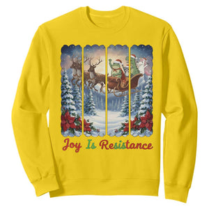 Joy Is Resistance Portland Frog Protest Sweatshirt Funny Holiday Meme Gift Idea - Print Your Wear