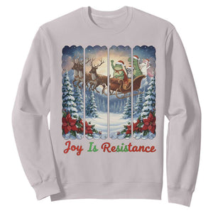 Joy Is Resistance Portland Frog Protest Sweatshirt Funny Holiday Meme Gift Idea - Print Your Wear