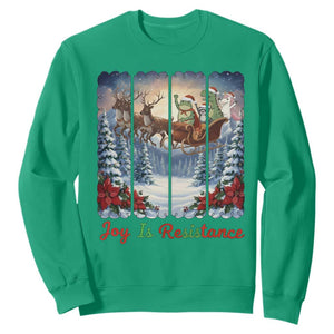 Joy Is Resistance Portland Frog Protest Sweatshirt Funny Holiday Meme Gift Idea - Print Your Wear