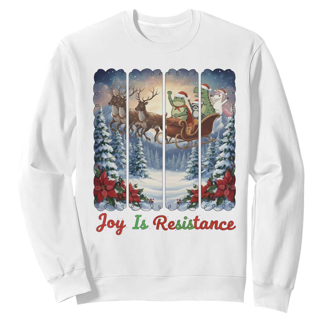 Joy Is Resistance Portland Frog Protest Sweatshirt Funny Holiday Meme Gift Idea TS12 White Print Your Wear