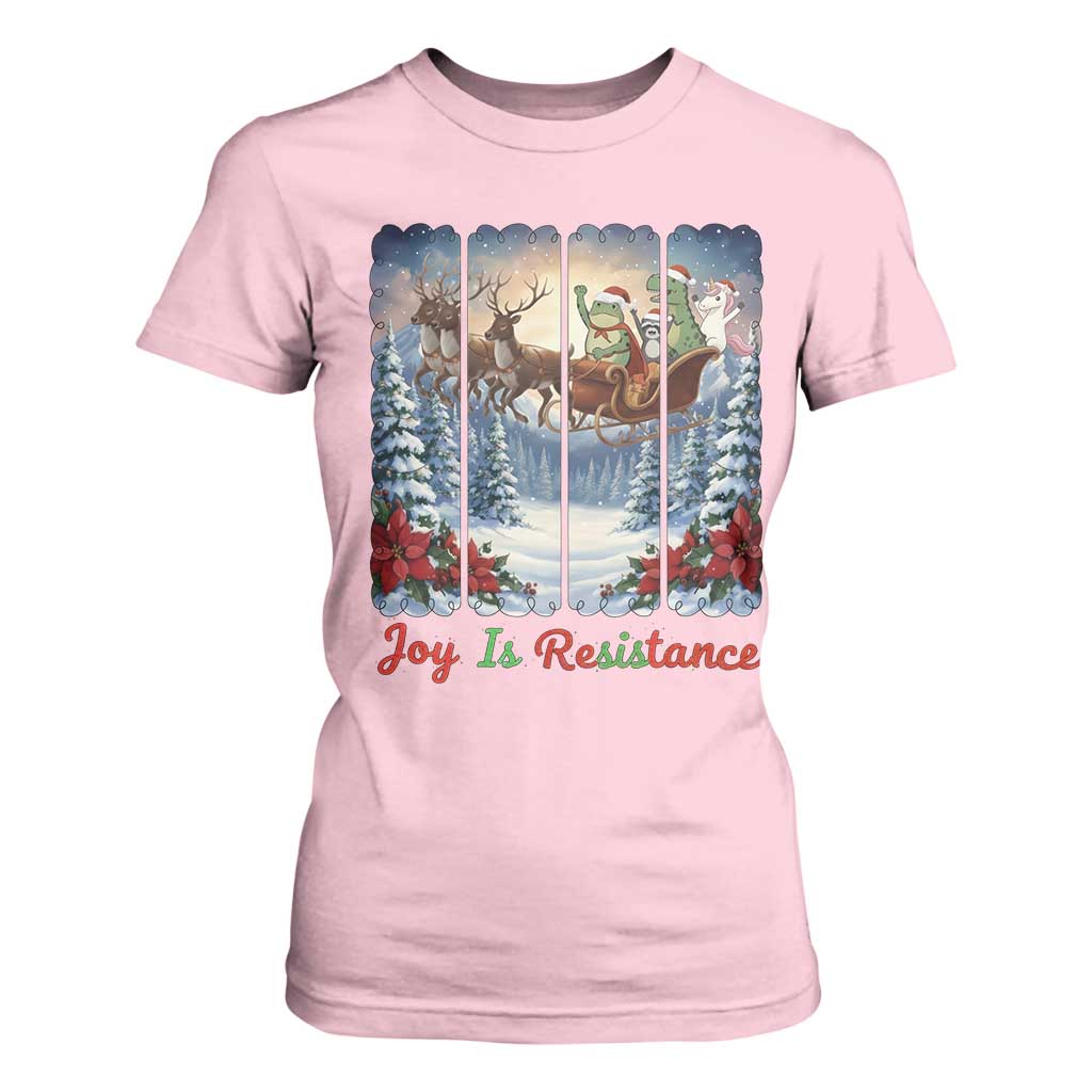 Joy Is Resistance Portland Frog Protest T Shirt For Women Funny Holiday Meme Gift Idea TS12 Light Pink Print Your Wear