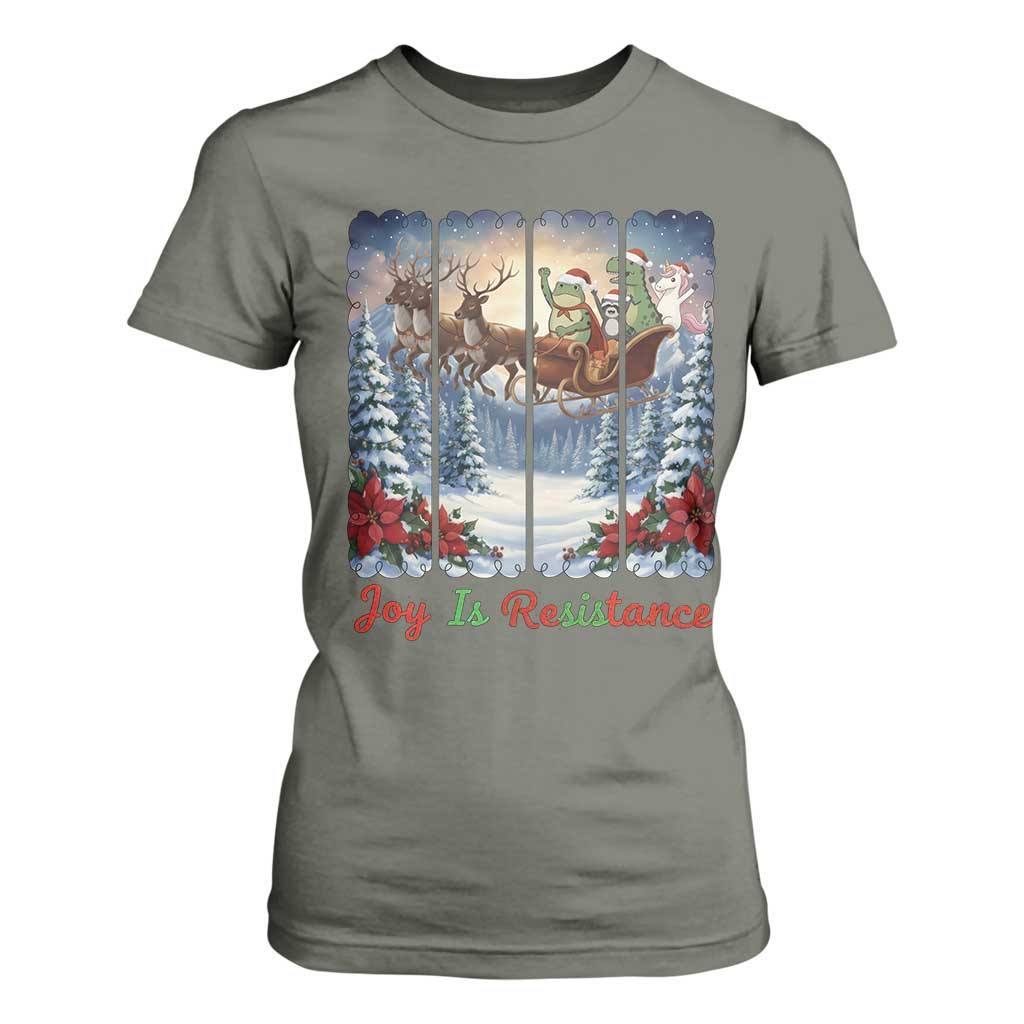 Joy Is Resistance Portland Frog Protest T Shirt For Women Funny Holiday Meme Gift Idea TS12 Military Green Print Your Wear
