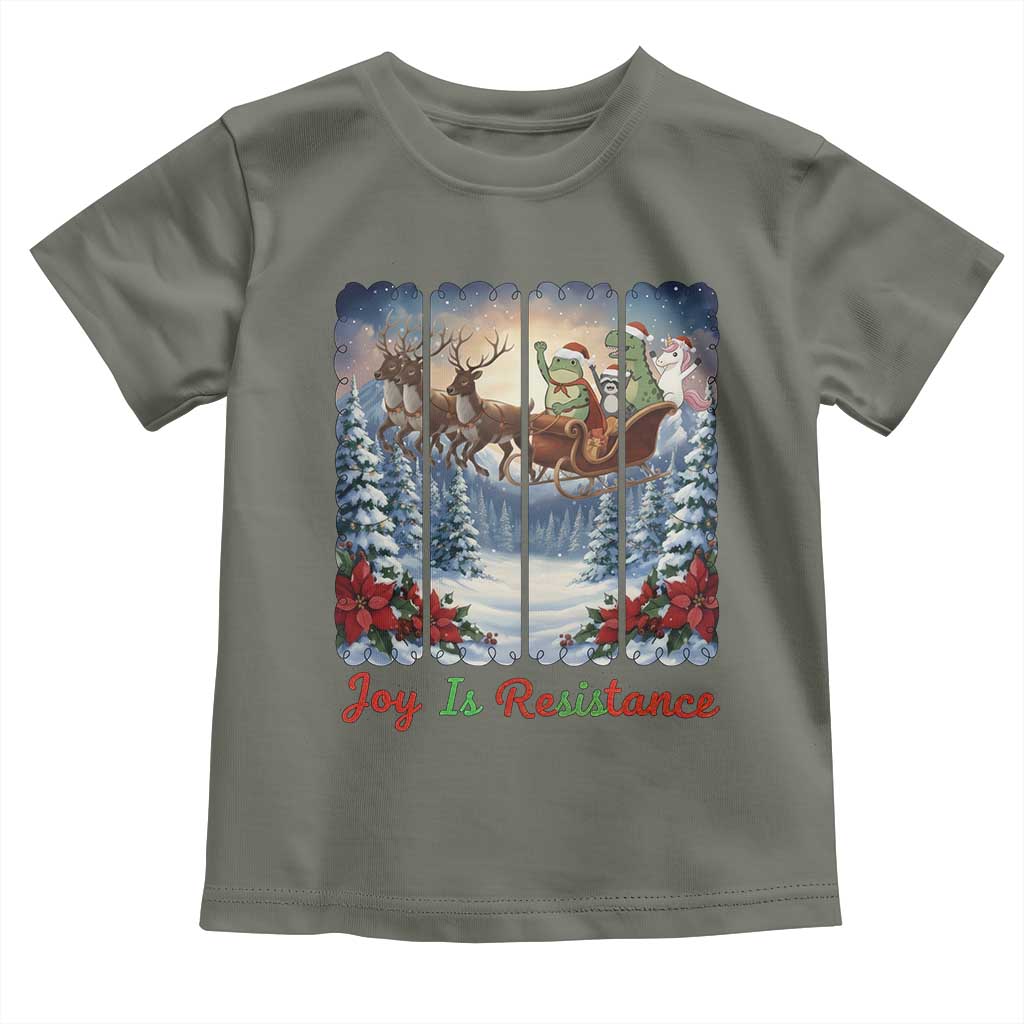 Joy Is Resistance Portland Frog Protest Toddler T Shirt Funny Holiday Meme Gift Idea TS12 Military Green Print Your Wear