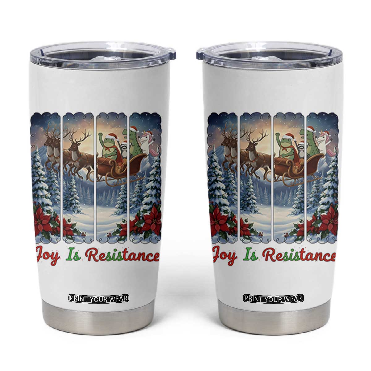 Joy Is Resistance Portland Frog Protest Tumbler Cup Funny Holiday Meme Gift Idea - Print Your Wear