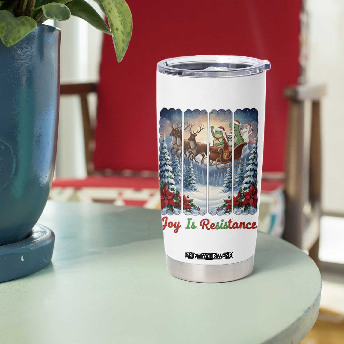 Joy Is Resistance Portland Frog Protest Tumbler Cup Funny Holiday Meme Gift Idea TS12 Print Your Wear
