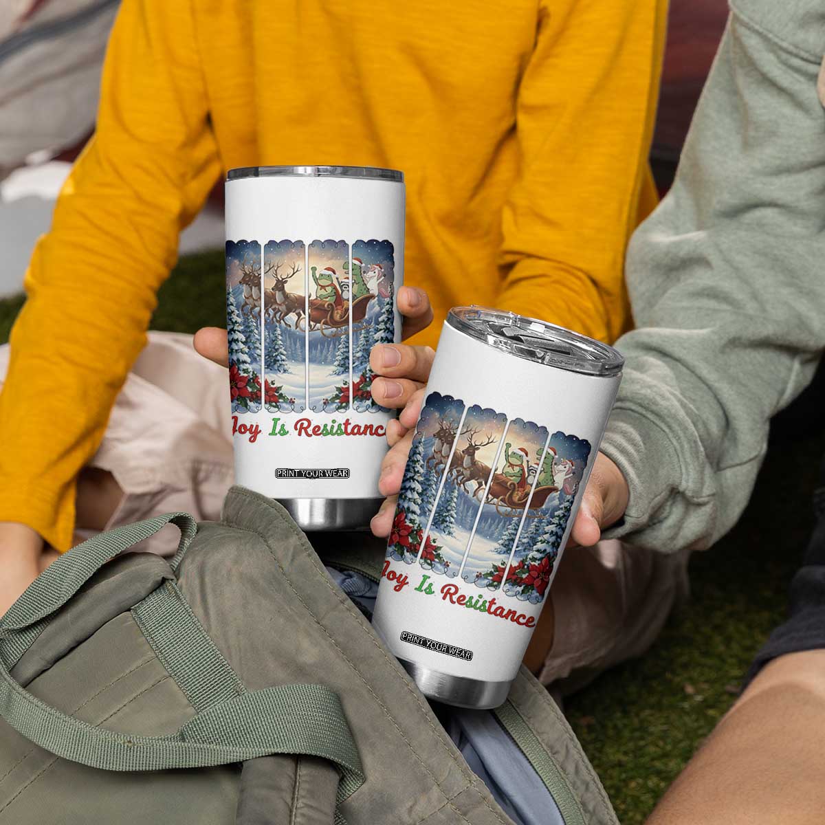 Joy Is Resistance Portland Frog Protest Tumbler Cup Funny Holiday Meme Gift Idea TS12 Print Your Wear