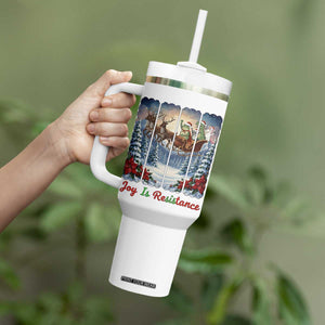 Joy Is Resistance Portland Frog Protest Tumbler With Handle Funny Holiday Meme Gift Idea TS12 Print Your Wear
