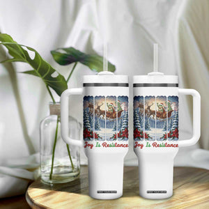 Joy Is Resistance Portland Frog Protest Tumbler With Handle Funny Holiday Meme Gift Idea TS12 Print Your Wear