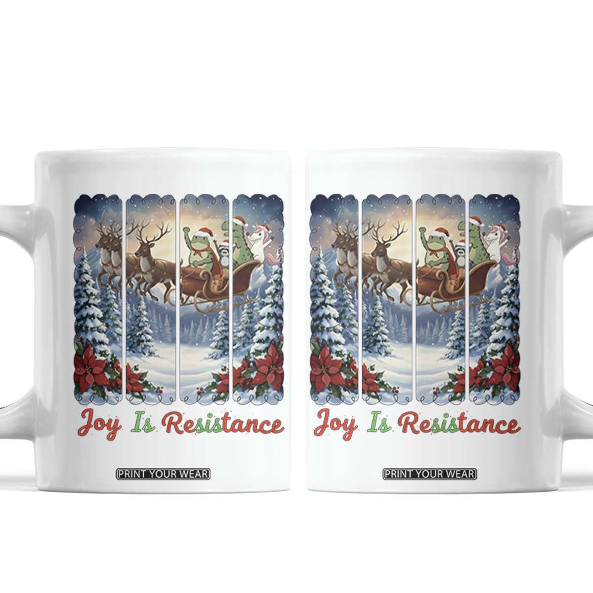 Joy Is Resistance Portland Frog Protest Coffee Mug Funny Holiday Meme Gift Idea TS12 White Print Your Wear