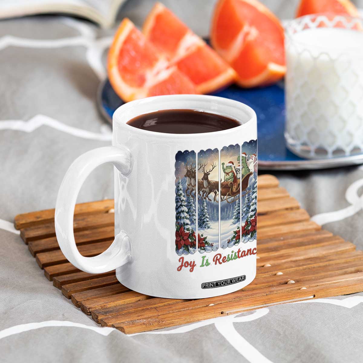 Joy Is Resistance Portland Frog Protest Coffee Mug Funny Holiday Meme Gift Idea - Print Your Wear
