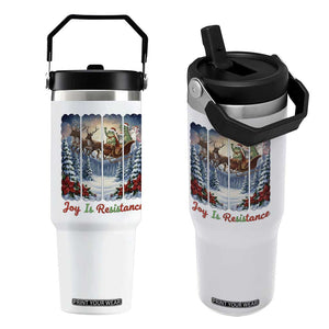 Joy Is Resistance Portland Frog Protest Flip Straw Tumbler Funny Holiday Meme Gift Idea - Print Your Wear