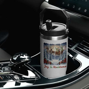 Joy Is Resistance Portland Frog Protest Flip Straw Tumbler Funny Holiday Meme Gift Idea - Print Your Wear