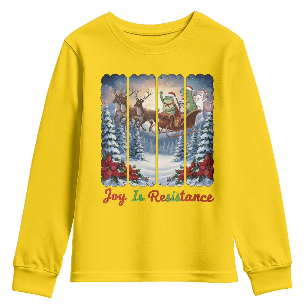 Joy Is Resistance Portland Frog Protest Youth Sweatshirt Funny Holiday Meme Gift Idea TS12 Daisy Print Your Wear