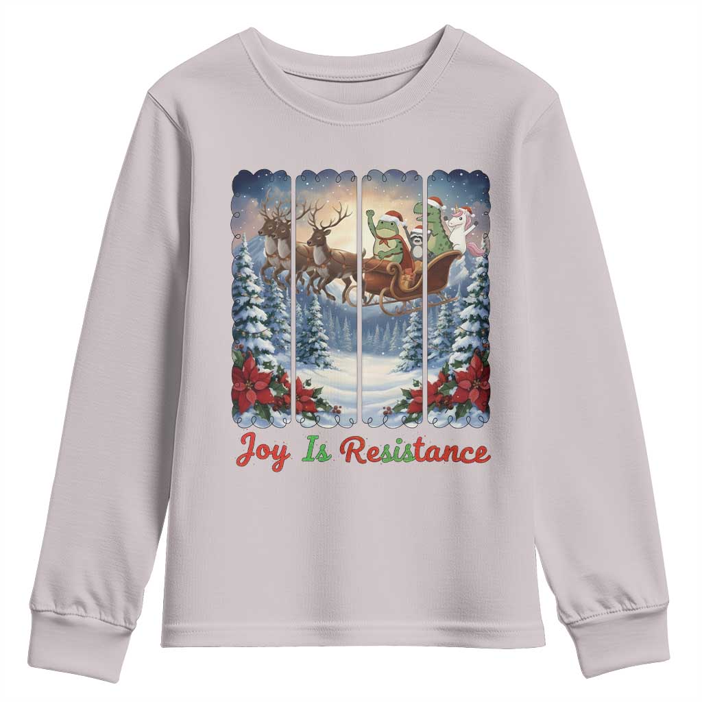 Joy Is Resistance Portland Frog Protest Youth Sweatshirt Funny Holiday Meme Gift Idea TS12 Ice Gray Print Your Wear