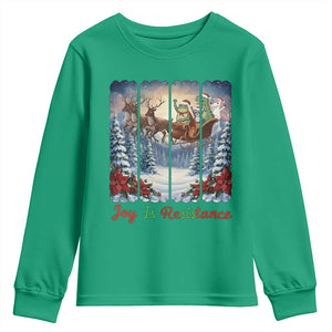 Joy Is Resistance Portland Frog Protest Youth Sweatshirt Funny Holiday Meme Gift Idea TS12 Irish Green Print Your Wear