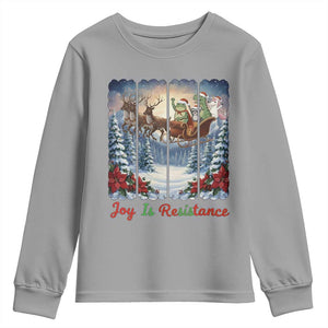 Joy Is Resistance Portland Frog Protest Youth Sweatshirt Funny Holiday Meme Gift Idea TS12 Sport Gray Print Your Wear